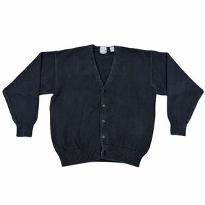 Vintage 90s GAP Black Cotton Cardigan Sweater Minimalist Grunge Dad Core M